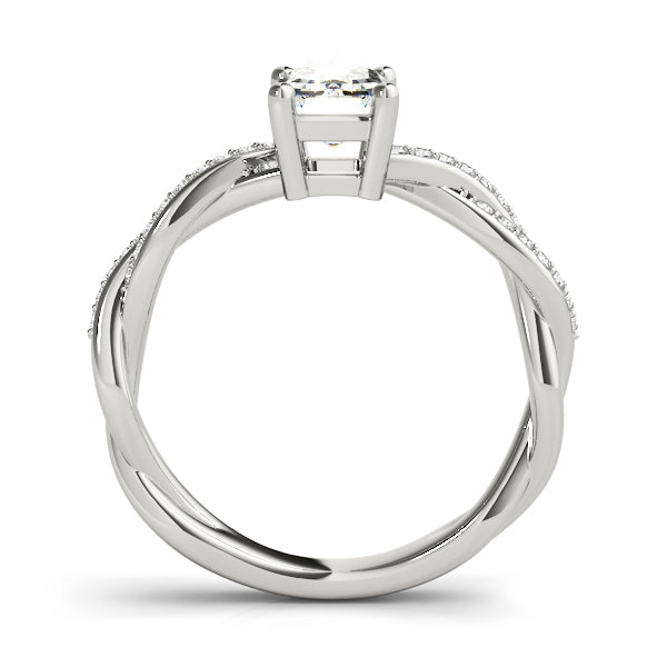 Statement Cut Ring With Braided Shank Emerald Diamond Engagement Ring — 9K/18K Gold & Platinum