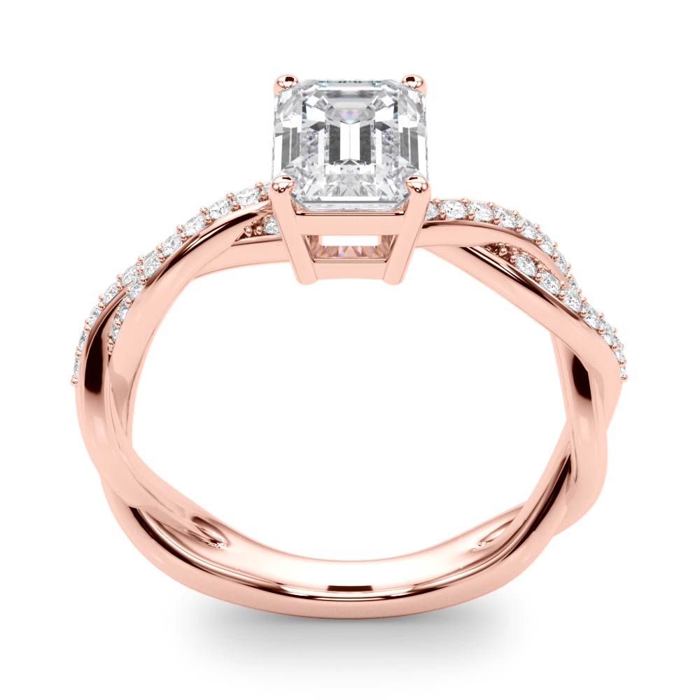 Statement Cut Ring With Braided Shank Emerald Diamond Engagement Ring — 9K/18K Gold & Platinum