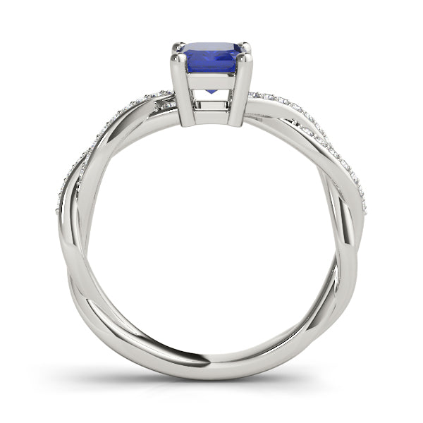 Statement Cut Ring With Braided Shank Emerald Diamond Engagement Ring — 9K/18K Gold & Platinum
