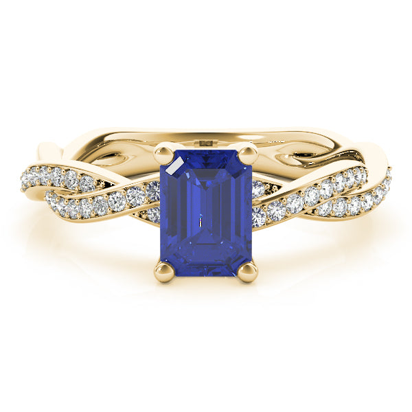 Statement Cut Ring With Braided Shank Emerald Diamond Engagement Ring — 9K/18K Gold & Platinum