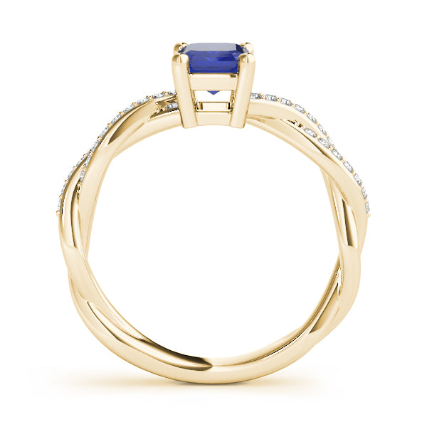 Statement Cut Ring With Braided Shank Emerald Diamond Engagement Ring — 9K/18K Gold & Platinum