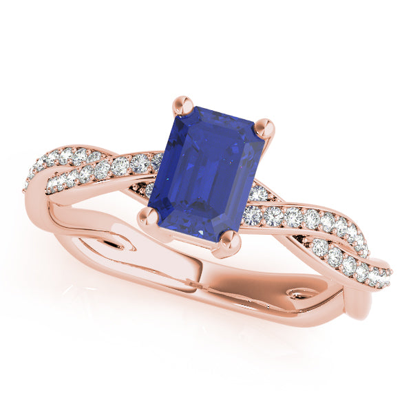 Statement Cut Ring With Braided Shank Emerald Diamond Engagement Ring — 9K/18K Gold & Platinum