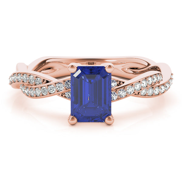 Statement Cut Ring With Braided Shank Emerald Diamond Engagement Ring — 9K/18K Gold & Platinum