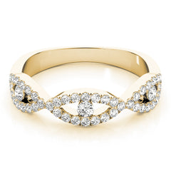 Double Row Infinity Prong Set Half Eternity Ring in Gold & Platinum