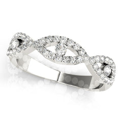 Double Row Infinity Prong Set Half Eternity Ring in Gold & Platinum