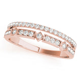 Double Row Half Eternity Ring in Gold & Platinum