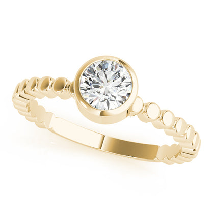 IGI Lab-Grown Round Cut Diamond Bezel Setting Solitaries Engagement Ring.