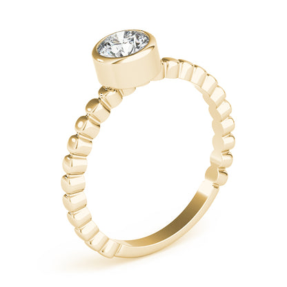 IGI Lab-Grown Round Cut Diamond Bezel Setting Solitaries Engagement Ring.