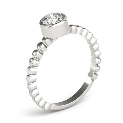 IGI Lab-Grown Round Cut Diamond Bezel Setting Solitaries Engagement Ring.