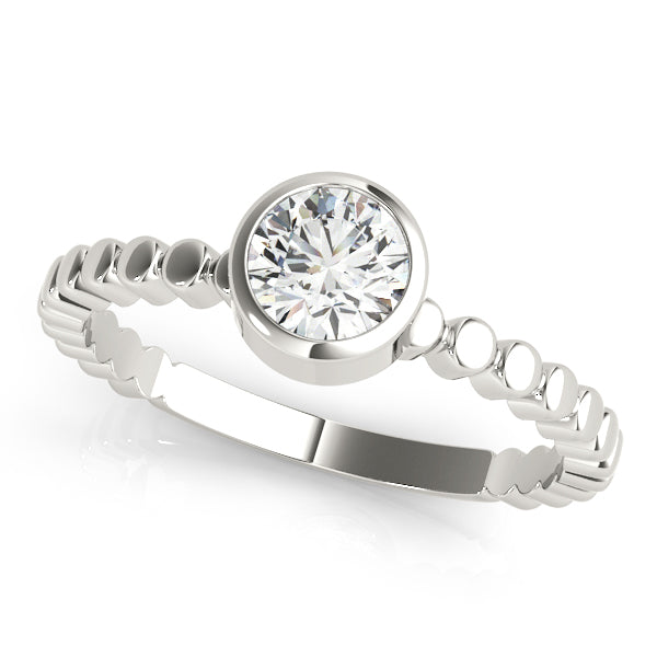 IGI Lab-Grown Round Cut Diamond Bezel Setting Solitaries Engagement Ring.