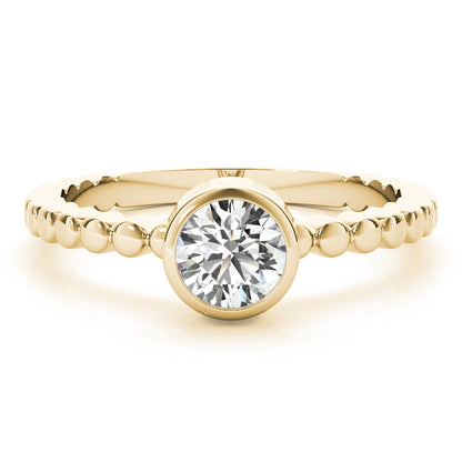 IGI Lab-Grown Round Cut Diamond Bezel Setting Solitaries Engagement Ring.