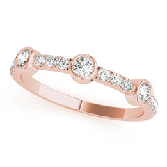 Bezel Set Split Prong Half Eternity Ring in Gold & Platinum