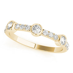 Bezel Set Split Prong Half Eternity Ring in Gold & Platinum