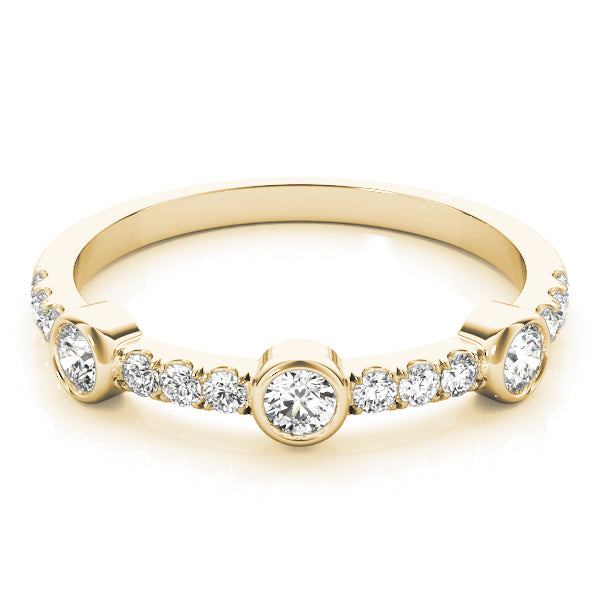 Bezel Set Split Prong Half Eternity Ring in Gold & Platinum