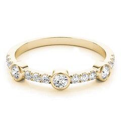 Bezel Set Split Prong Half Eternity Ring in Gold & Platinum