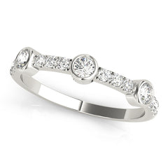 Bezel Set Split Prong Half Eternity Ring in Gold & Platinum