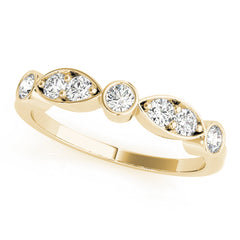 Bezel Set Marquise Half Eternity Ring in Gold & Platinum
