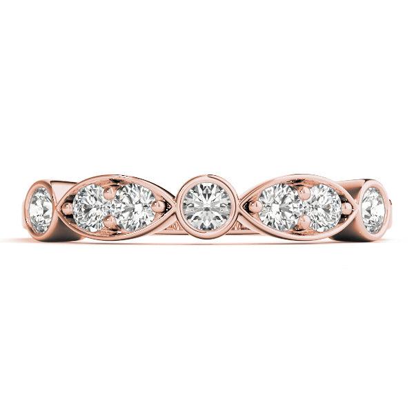 Bezel Set Marquise Half Eternity Ring in Gold & Platinum