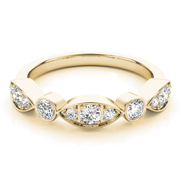 Bezel Set Stackable Half Eternity Ring in Gold & Platinum