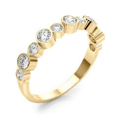 Bezel Set Diamond Half Eternity Ring in Gold & Platinum