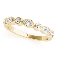Alternating Round & Marquise Bezel Set Half Eternity Ring in Gold & Platinum