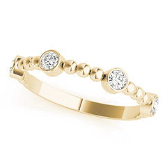 Round Bezel Set Stackable Half Eternity Ring in Gold & Platinum