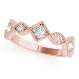 Vintage Alternating Marquise & Square Milgrain Half Eternity Ring