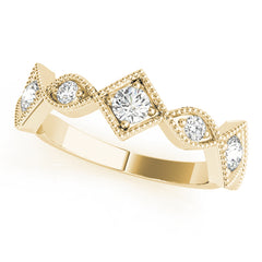 Vintage Alternating Marquise & Square Milgrain Half Eternity Ring