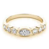 Bezel Set Stackable Oval Center Half Eternity Ring in Gold & Platinum