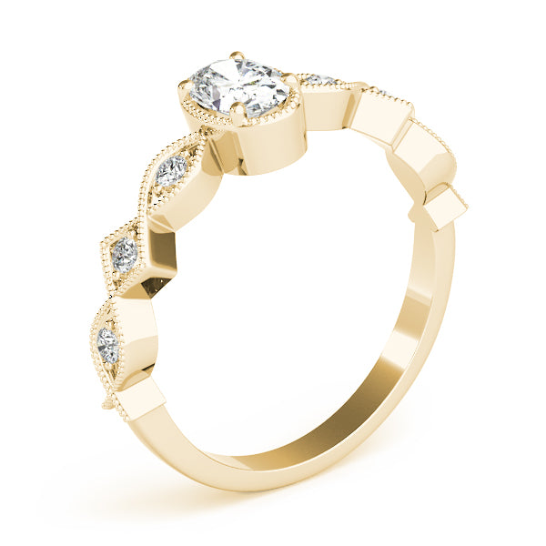 Timeless Color Center Ring Oval Diamond Engagement Ring — 9K/18K Gold & Platinum