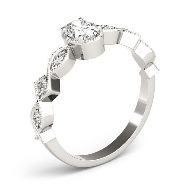 Timeless Color Center Ring Oval Diamond Engagement Ring — 9K/18K Gold & Platinum