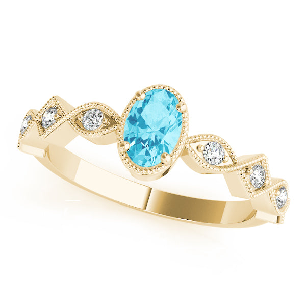 Timeless Color Center Ring Oval Diamond Engagement Ring — 9K/18K Gold & Platinum