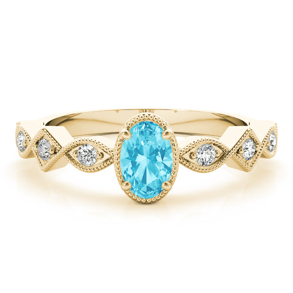 Timeless Color Center Ring Oval Diamond Engagement Ring — 9K/18K Gold & Platinum