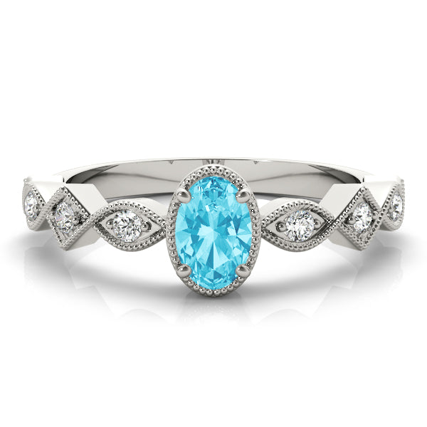 Timeless Color Center Ring Oval Diamond Engagement Ring — 9K/18K Gold & Platinum