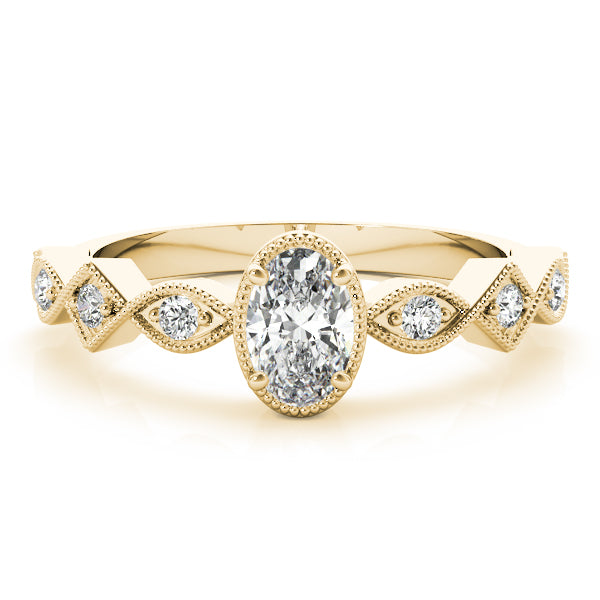 Timeless Color Center Ring Oval Diamond Engagement Ring — 9K/18K Gold & Platinum
