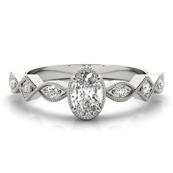 Timeless Color Center Ring Oval Diamond Engagement Ring — 9K/18K Gold & Platinum