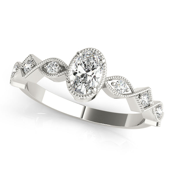 Timeless Color Center Ring Oval Diamond Engagement Ring — 9K/18K Gold & Platinum