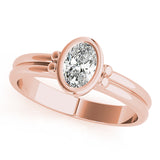 Elegant Color Center Ring Oval Diamond Engagement Ring — 9K/18K Gold & Platinum