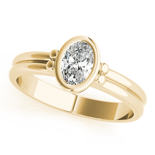 Elegant Color Center Ring Oval Diamond Engagement Ring — 9K/18K Gold & Platinum