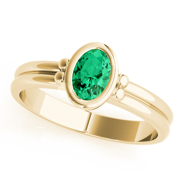 Elegant Color Center Ring Oval Diamond Engagement Ring — 9K/18K Gold & Platinum