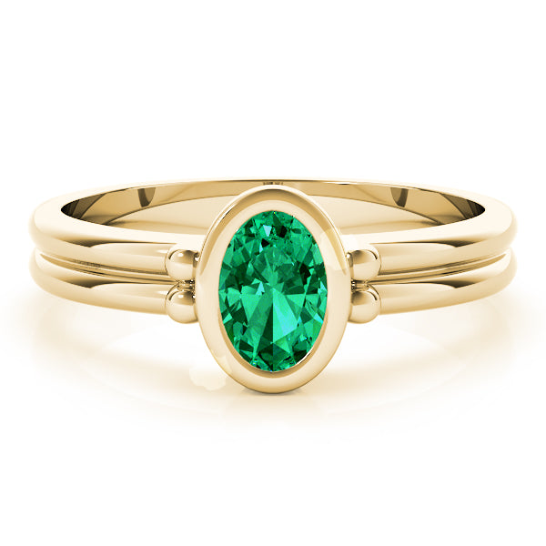 Elegant Color Center Ring Oval Diamond Engagement Ring — 9K/18K Gold & Platinum