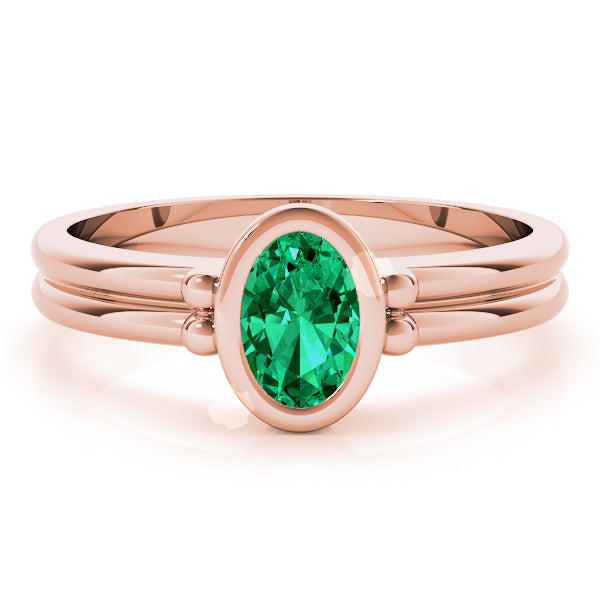 Elegant Color Center Ring Oval Diamond Engagement Ring — 9K/18K Gold & Platinum