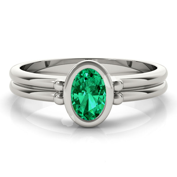 Elegant Color Center Ring Oval Diamond Engagement Ring — 9K/18K Gold & Platinum