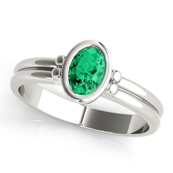 Elegant Color Center Ring Oval Diamond Engagement Ring — 9K/18K Gold & Platinum