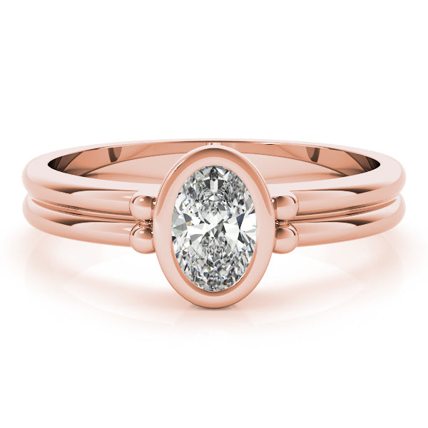 Elegant Color Center Ring Oval Diamond Engagement Ring — 9K/18K Gold & Platinum
