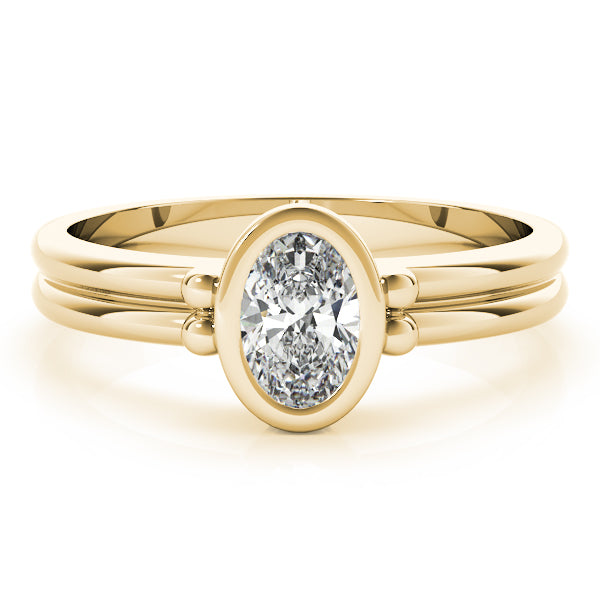 Elegant Color Center Ring Oval Diamond Engagement Ring — 9K/18K Gold & Platinum