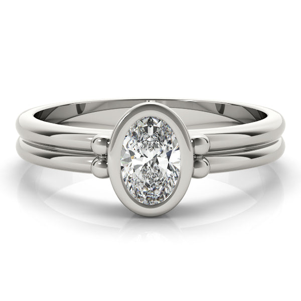 Elegant Color Center Ring Oval Diamond Engagement Ring — 9K/18K Gold & Platinum