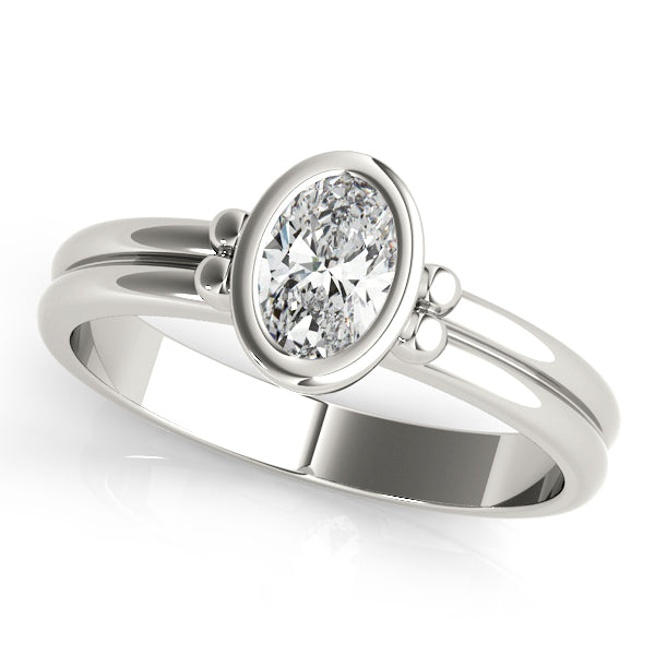 Elegant Color Center Ring Oval Diamond Engagement Ring — 9K/18K Gold & Platinum