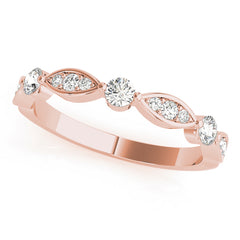 Round & Marquise Shaped Stackable Half Eternity Ring in Gold & Platinum