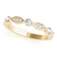 Round & Marquise Shaped Stackable Half Eternity Ring in Gold & Platinum